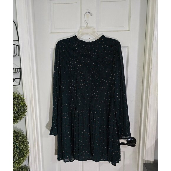 Mod Ref Women's Green Polka Dots Scout Mini Dress Long‎ Sleeve Lined Size M NWT - Picture 4 of 10